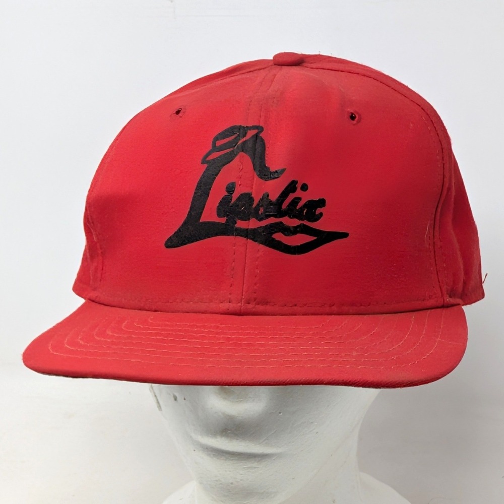 Vintage New Era Lipstix Gentlemens Club Snapback Hat Red Made in USA Pro Model